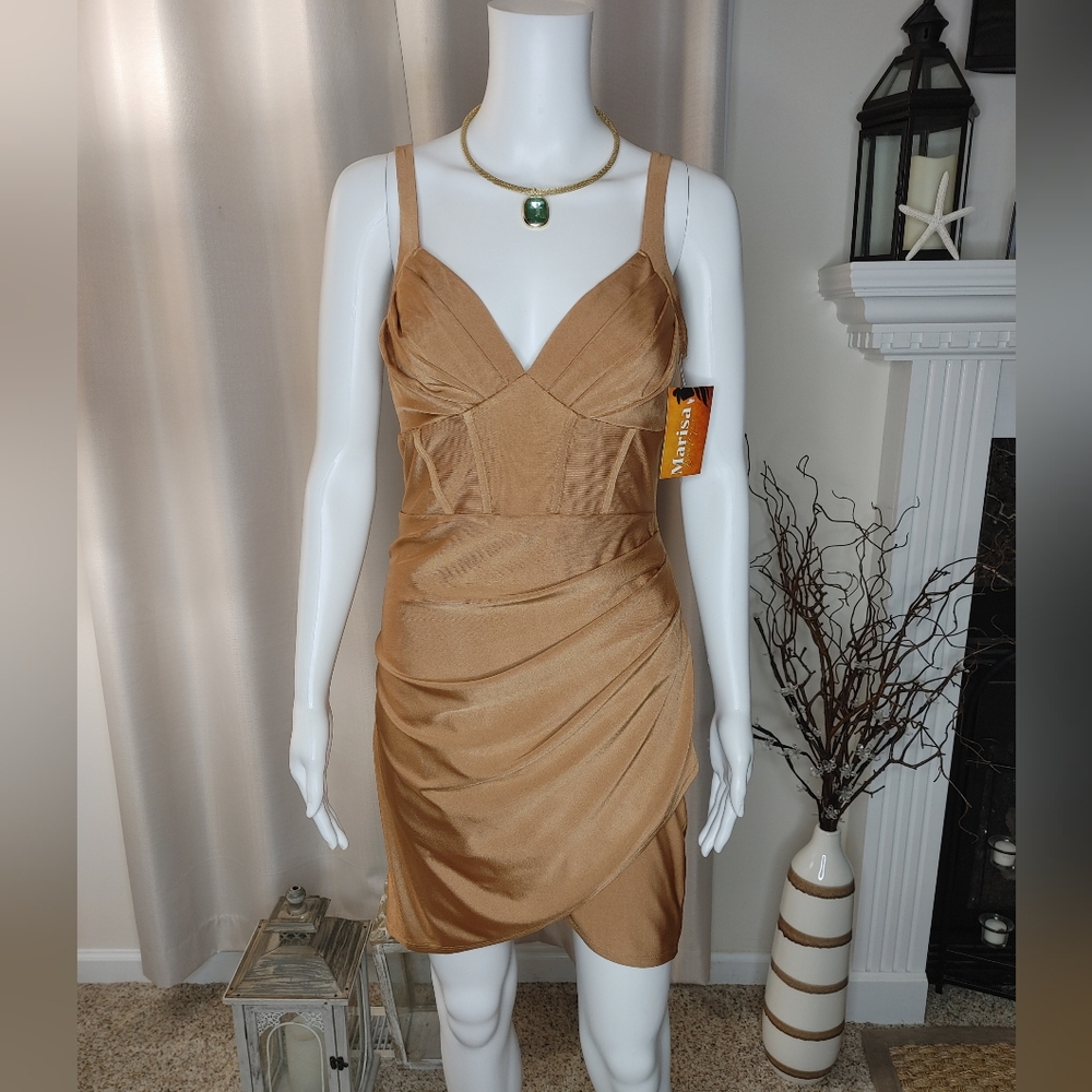 Blashe Corinne Corset Detail Dress, Tan M